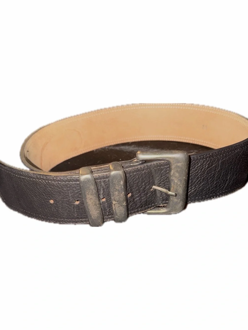 Henry Lehr Vintage Thick Black Leather Belt, size medium